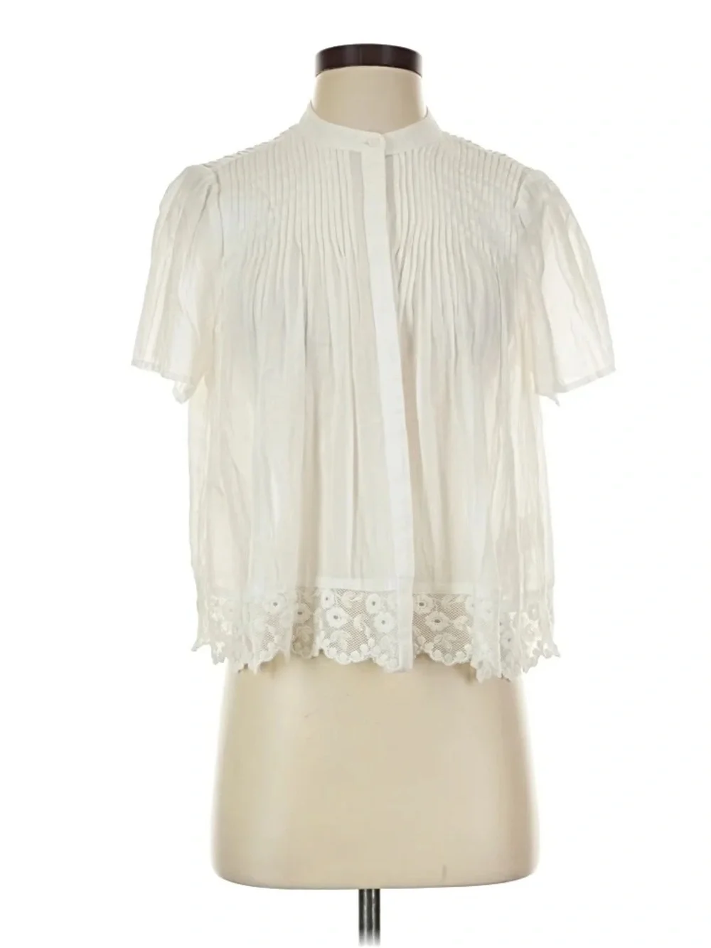 J.Crew Lace Trip Pintuck Top in Cotton Voile